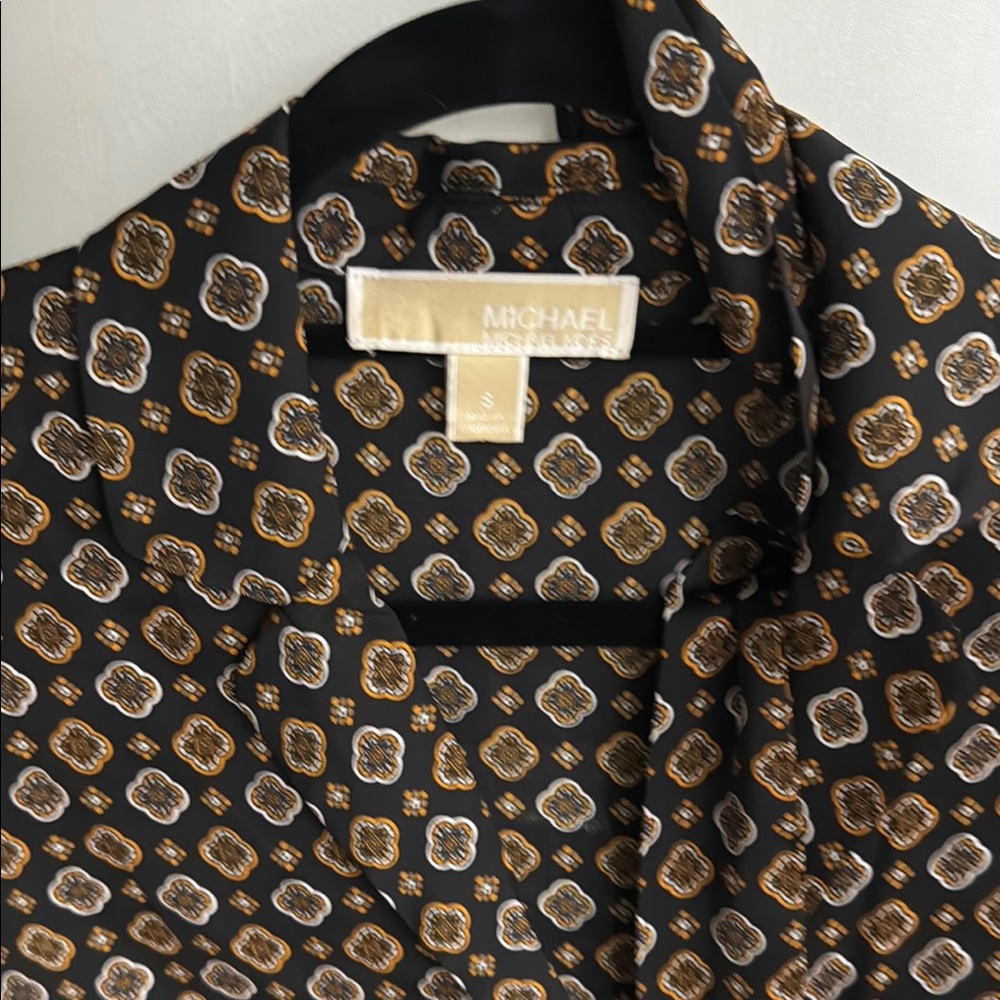 Michael Kors Black and Gold Patterned Blouse